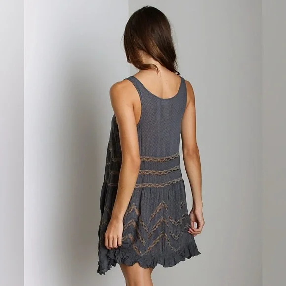 RARE ASO Violet Harmon Free People Voile Lace Polka Dot Trapeze Tank Top Dress - Picture 6 of 13